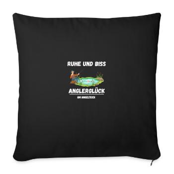 Angelteich Angelsee Angler Fischer Angel Sprüche - Sofakissenbezug 45 x 45 cm - Schwarz - Vorne