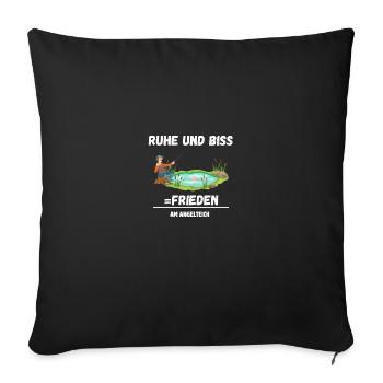 Angelteich Angelsee Angler Fischer Angel Sprüche - Sofakissenbezug 45 x 45 cm - Schwarz - Vorne