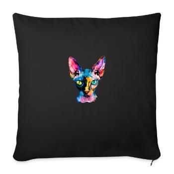 Sphynx illustration, funny sphynx cat - Sofakissenbezug 45 x 45 cm - Schwarz - Vorne