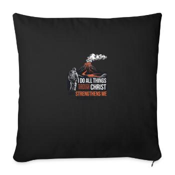 All through Christ who strengthens me Philippians - Sofa pillowcase 17,3'' x 17,3'' (45 x 45 cm) - black - Front