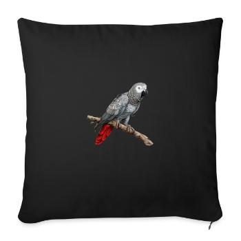 african grey parrot - Sofakissenbezug 45 x 45 cm - Schwarz - Vorne