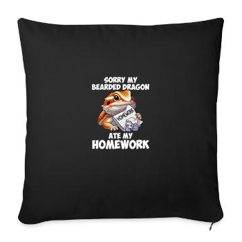 bearded dragon ate my homework, reptile bearded - Sofakissenbezug 45 x 45 cm - Schwarz - Vorne