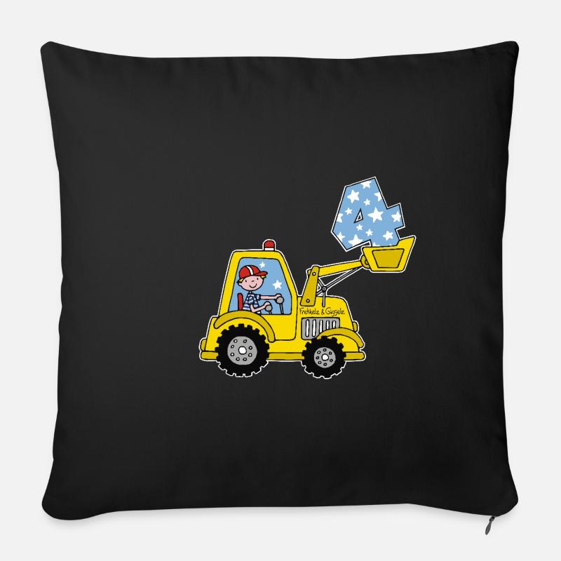 Excavatrice 4e anniversaire - Housse de coussin décorative 45 x 45 cm - noir