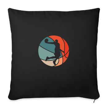 Basket rétro rétro basketteur - Housse de coussin décorative 45 x 45 cm - noir - Devant