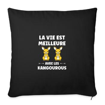 Humour petit kangourou - Housse de coussin décorative 45 x 45 cm - noir - Devant