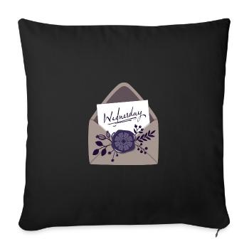 Lettre avec cachet de cire et fleurs - Housse de coussin décorative 45 x 45 cm - noir - Devant