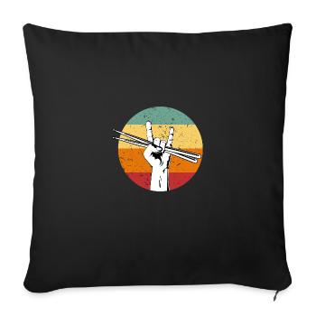 Rock Hand Sign Retro Drumsticks Drum Player - Sofa pillowcase 17,3'' x 17,3'' (45 x 45 cm) - black - Front