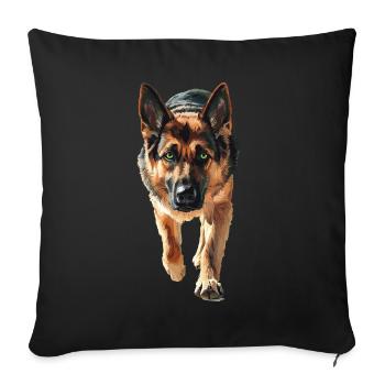 Deutscher Schäferhund - Sofakissenbezug 45 x 45 cm - Schwarz - Vorne
