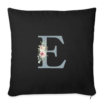 E| Monogram | Eucalyptus Pastel Flower Blue - Sofa pillowcase 17,3'' x 17,3'' (45 x 45 cm) - black - Front