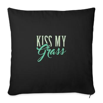 Funny Lawn Mowing Kiss My Grass - Housse de coussin décorative 45 x 45 cm - noir - Devant