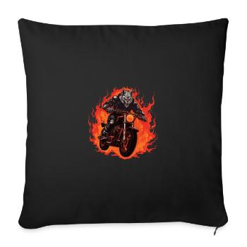 Moto Motard Wolf Flame - Housse de coussin décorative 45 x 45 cm - noir - Devant