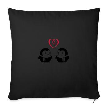 sweet pingus in love 01 - Sofa pillowcase 17,3'' x 17,3'' (45 x 45 cm) - black - Front