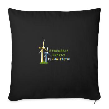 Éolienne protection du climat Transition énergétique Protection de l’environnement - Housse de coussin décorative 45 x 45 cm - noir - Devant