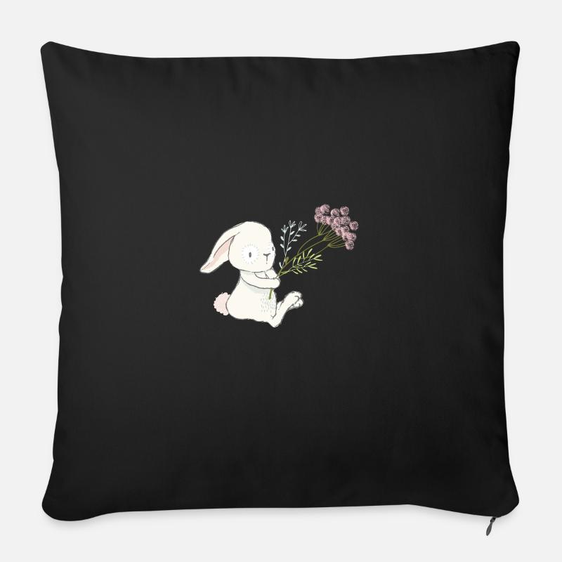 Bunny holding flower 01 - Sofakissenbezug 45 x 45 cm - Schwarz