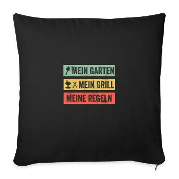 Jardin Grill Mes règles Barbecue Barbecue Jardinier - Housse de coussin décorative 45 x 45 cm - noir - Devant