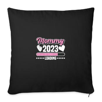 Mommy 2023 Loading mama loading werdende Mam - Sofa pillowcase 17,3'' x 17,3'' (45 x 45 cm) - black - Front