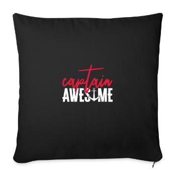 Captain Awesome Funny Sailing Boating - Sofa pillowcase 17,3'' x 17,3'' (45 x 45 cm) - black - Front