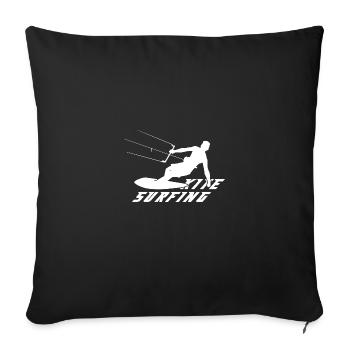 Kitesurfen Kiteboarding Kite Kiten - Sofakissenbezug 45 x 45 cm - Schwarz - Vorne