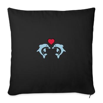 dolphin love 02 - Sofakissenbezug 45 x 45 cm - Schwarz - Vorne