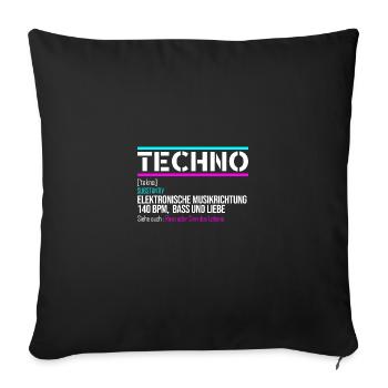 Techno Trance Definition Rave Festival 150 BPM - Sofakissenbezug 45 x 45 cm - Schwarz - Vorne