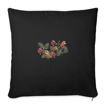 Blumen Floral Muster elegant Rose Blätter - Sofakissenbezug 45 x 45 cm - Schwarz - Vorne