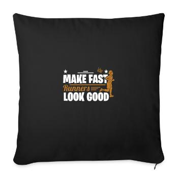 Motif marathon pour coureurs et joggeurs - Housse de coussin décorative 45 x 45 cm - noir - Devant