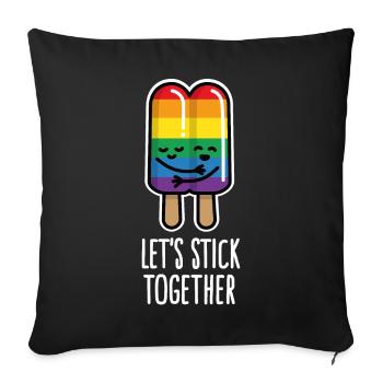 Let's stick together funny gay couple ice cream LGBT - Sofa pillowcase 17,3'' x 17,3'' (45 x 45 cm) - black - Front