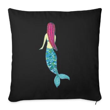 Sirène impressionniste - Housse de coussin décorative 45 x 45 cm - noir - Devant