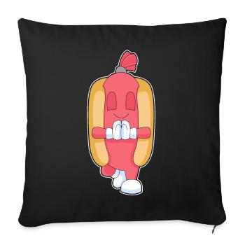 Hot-dog Yoga Fitness Méditation - Housse de coussin décorative 45 x 45 cm - noir - Devant