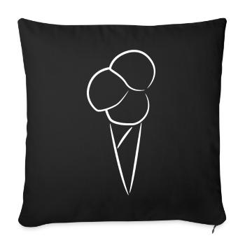 Eiscreme Zeichnung - Sofakissenbezug 45 x 45 cm - Schwarz - Vorne