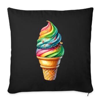 Adoucissez votre look avec ce motif de crème glacée arc-en-ciel - Housse de coussin décorative 45 x 45 cm - noir - Devant