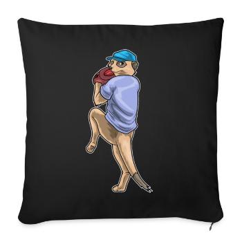 Meerkat Baseball Gant de baseball - Housse de coussin décorative 45 x 45 cm - noir - Devant