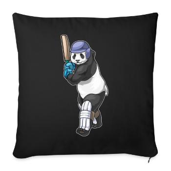 Panda Cricket Battes de cricket - Housse de coussin décorative 45 x 45 cm - noir - Devant