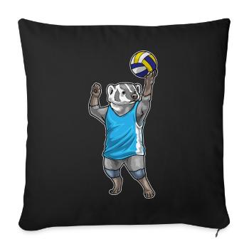Dachs Volleyballspieler Volleyball - Sofakissenbezug 45 x 45 cm - Schwarz - Vorne