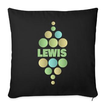 Prénom Lewis - Housse de coussin décorative 45 x 45 cm - noir - Devant