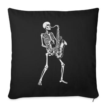 Skeleton Saxophonist gift - Sofa pillowcase 17,3'' x 17,3'' (45 x 45 cm) - black - Front
