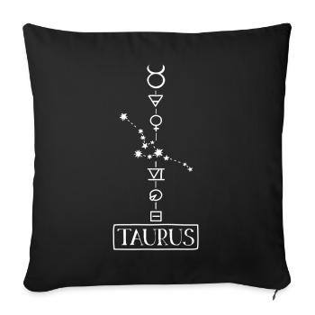Taurus - Taurus Zodiac - white - Sofa pillowcase 17,3'' x 17,3'' (45 x 45 cm) - black - Front