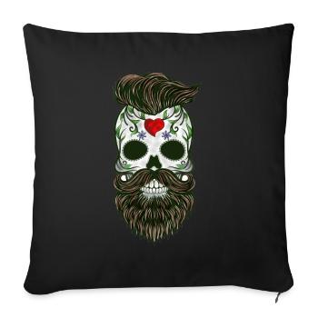 Skull Beard Heart Hipster Skull Fashion Design - Sofa pillowcase 17,3'' x 17,3'' (45 x 45 cm) - black - Front