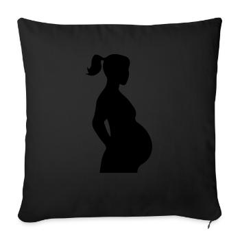 schwanger silhouette - Sofakissenbezug 45 x 45 cm - Schwarz - Vorne