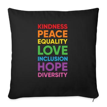 Human Peace Equality Kindness Diversity - Housse de coussin décorative 45 x 45 cm - noir - Devant