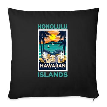 Hawaï et les îles, Honolulu - Housse de coussin décorative 45 x 45 cm - noir - Devant