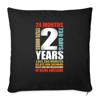 2nd Birthday 2 Year Old Boys Girls T-Shirt - Sofa pillowcase 17,3'' x 17,3'' (45 x 45 cm) - black - Front