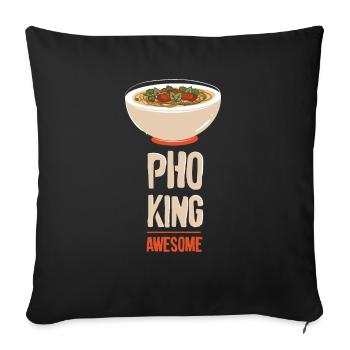 Soupe de nouilles vietnamiennes Pho King Awesome - Housse de coussin décorative 45 x 45 cm - noir - Devant