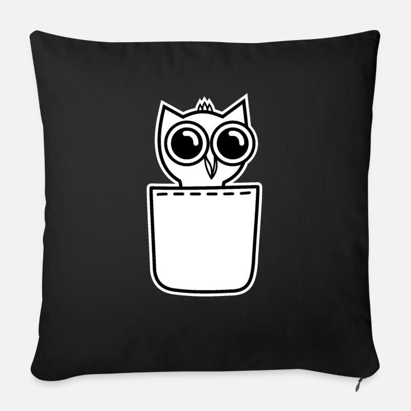 Süße Baby Eule in Brusttasche Uhu im Taschenformat - Sofakissenbezug 45 x 45 cm - Schwarz