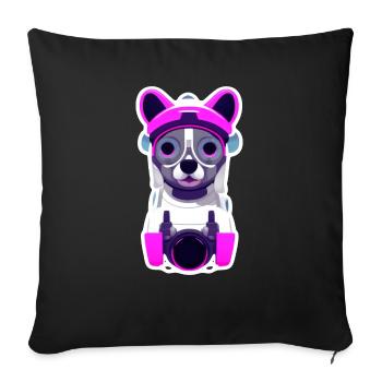 chien pilote d'un vaisseau dans l'espace - Housse de coussin décorative 45 x 45 cm - noir - Devant