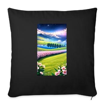 Paysage avec 4 zones, IA générative - Housse de coussin décorative 45 x 45 cm - noir - Devant
