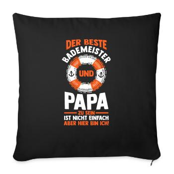 Rettungsschwimmer Vater Papa Bademeister - Sofakissenbezug 45 x 45 cm - Schwarz - Vorne
