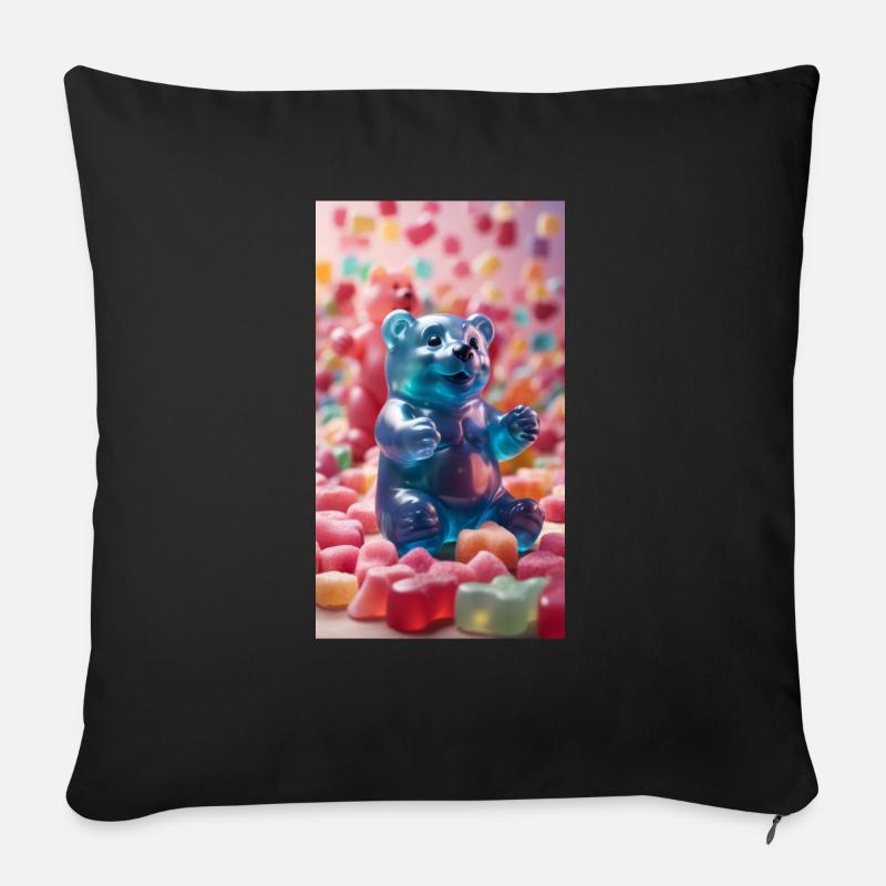Riesige pastellfarbene Gummibärchen - Sofakissenbezug 45 x 45 cm - Schwarz