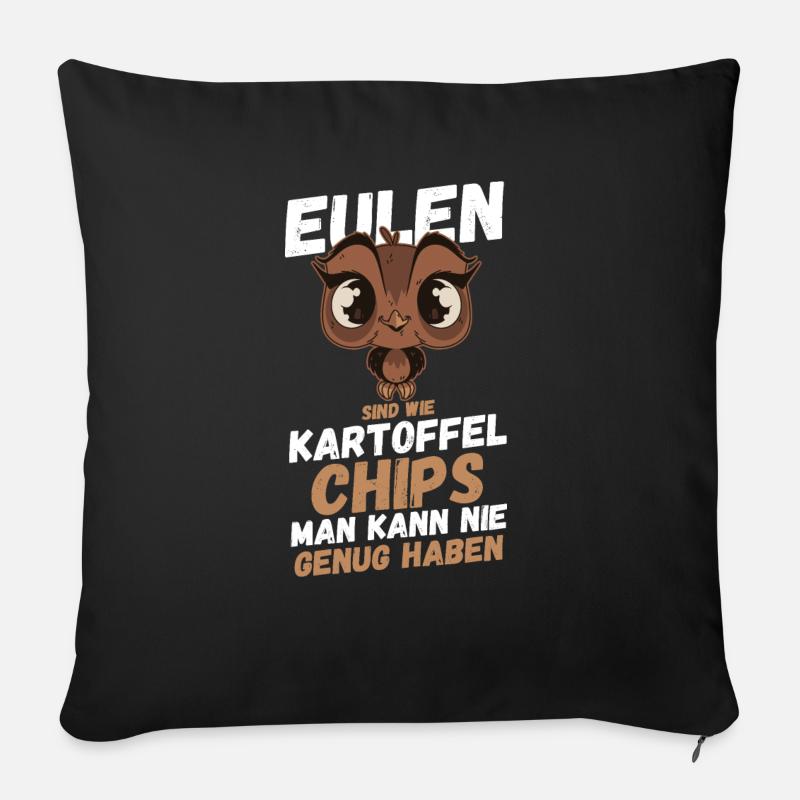 Eulen - Sofakissenbezug 45 x 45 cm - Schwarz