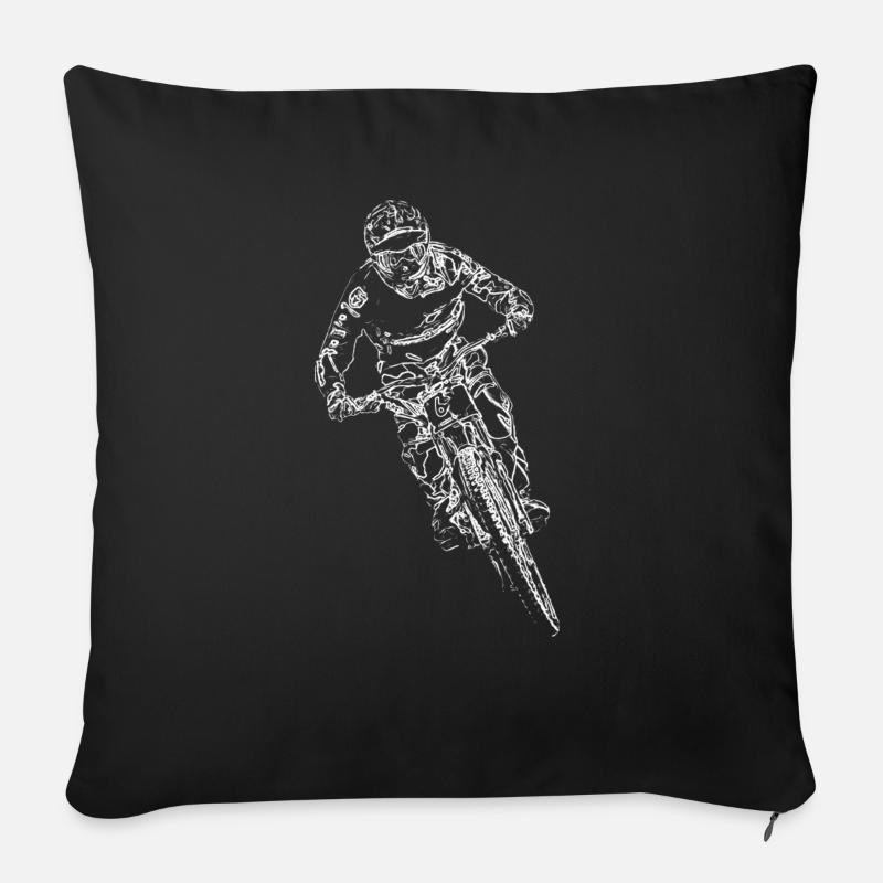 Downhill-Mountainbiken - Sofakissenbezug 45 x 45 cm - Schwarz